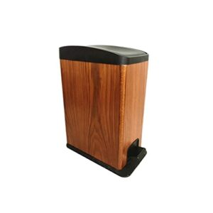 garbage cans, wooden trash can with lid soft close and removable inner wastebasket, rectangular narrow trash can for bathroom bedroom office waste baskets (color : brown)