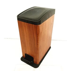 Garbage Cans, Wooden Trash Can with Lid Soft Close and Removable Inner Wastebasket, Rectangular Narrow Trash Can for Bathroom Bedroom Office Waste Baskets (Color : Brown)