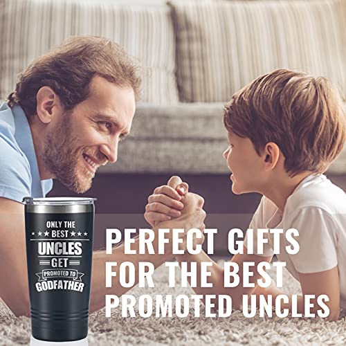 Onebttl Godfather Gifts, 20oz Stainless Steel Insulated Travel Mug, Funny Gift Idea for the Best Godfather for Christmas, Birthday - ONLY The Best Uncles GET Promoted to Godfather