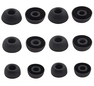 alxcd ear tips compatible with beats studio buds 2021, s/m/l 3 sizes 6 pairs soft comfortable silicone replacement earbuds tips eartips, replacement for beats studio buds 2021, 6 pairs, black