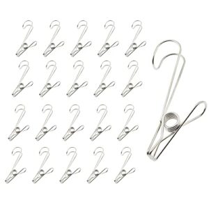 zyamy 20pcs stainless steel laundry hooks clothes pins hanging clips paper files binder clip snack seal for office bathroom kitchen living room