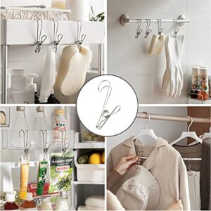 ZYAMY 20pcs Stainless Steel Laundry Hooks Clothes Pins Hanging Clips Paper Files Binder Clip Snack Seal for Office Bathroom Kitchen Living Room