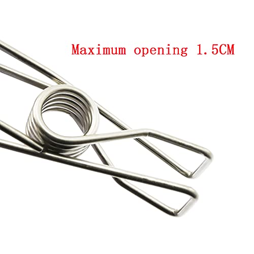 ZYAMY 20pcs Stainless Steel Laundry Hooks Clothes Pins Hanging Clips Paper Files Binder Clip Snack Seal for Office Bathroom Kitchen Living Room