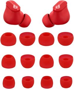 alxcd ear tips compatible with beats studio buds, s m l 3 sizes 6 pairs soft silicon earbuds tips eartips, replacement for beats studio buds, 6 pairs, red
