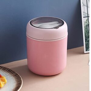 EKDJKK Lunch Container Hot Food Jar, 18 oz Stainless Steel Vacuum Bento Lunch Box for Kids Adult with Spoon, Leak Proof Hot Cold Food for School Office Picnic Travel Outdoors(Pink)