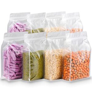 delove 50pcs reusable airtight food storage bags - sealable bags for dry food storage,baking supplies- big clear treat bags pouches -standable/thick