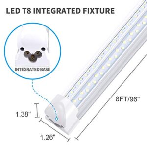 LED Shop Light Fixture, 8FT, 120W 14400LM 6000K, Cold White, V Shape, Clear Cover, High Output, Linkable Shop Lights, T8 LED Tube Lights, LED Shop Lights for Garage Warehouse 8 Foot (25-Pack)