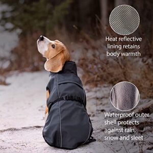 LUCOLOVE Dog Winter Coat - Waterproof Heat-Retaining Insulated Vest - Easy On/Off and Lightweight - for All Weather Conditions - Suits Very Small to Very Large Dog Breeds (L)