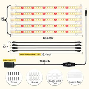 Grow Light Strips, LED 150-Bulb 3500K Dimmable Full Spectrum Plant Growing Lamp Bars for Indoor Plants Hydroponic Veg Succulent Seedling, Daisy-Chain Design