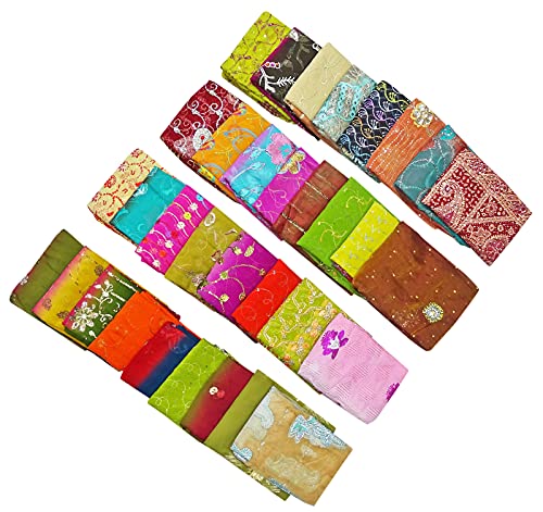 Peegli Pack of 50 Assorted Wholesale Textile Indian Dupatta Women Scarves Handmade Mixed Fabric Lot