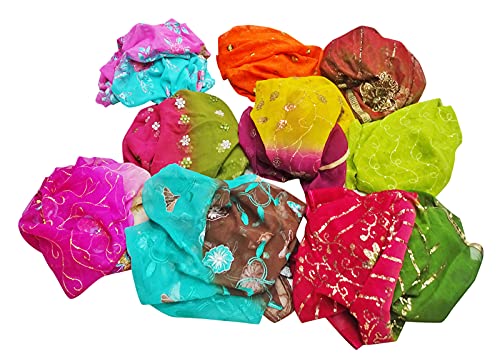 Peegli Pack of 50 Assorted Wholesale Textile Indian Dupatta Women Scarves Handmade Mixed Fabric Lot