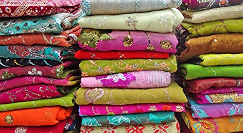 Peegli Pack of 50 Assorted Wholesale Textile Indian Dupatta Women Scarves Handmade Mixed Fabric Lot