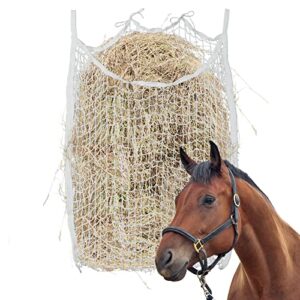 flkqc full day slow feed hay net bag horse feeding large feeder bag with small holes reduces horse feeding anxiety and behavioral issue(36" length x 32" width)