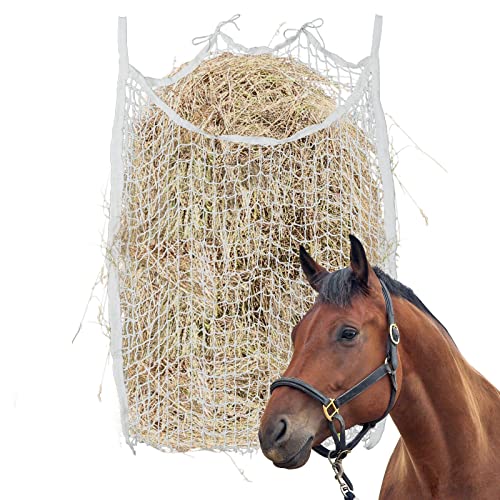 FLKQC Full Day Slow Feed Hay Net Bag Horse Feeding Large Feeder Bag with Small Holes Reduces Horse Feeding Anxiety and Behavioral Issue(36" Length x 32" Width)