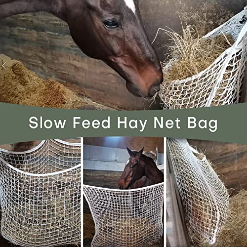 FLKQC Full Day Slow Feed Hay Net Bag Horse Feeding Large Feeder Bag with Small Holes Reduces Horse Feeding Anxiety and Behavioral Issue(36" Length x 32" Width)