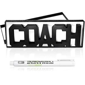 chinco 3 pieces coach gifts,coach wood sign desk shelf decorations sports wood decor with gift box and white marker pen for men women basketball volleyball baseball football hockey coach(fresh style)