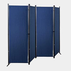 4 panel partition room dividers folding privacy screen temporary wall divider freestanding room separator (blue)