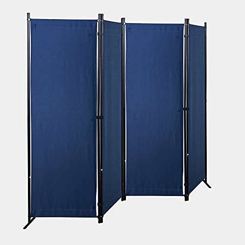 4 Panel Partition Room Dividers Folding Privacy Screen Temporary Wall Divider Freestanding Room Separator (Blue)