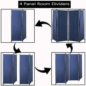 4 Panel Partition Room Dividers Folding Privacy Screen Temporary Wall Divider Freestanding Room Separator (Blue)