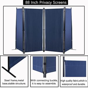 4 Panel Partition Room Dividers Folding Privacy Screen Temporary Wall Divider Freestanding Room Separator (Blue)