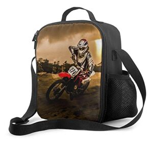 nerxy insulated dirt-bike motocross lunch cooler tote bag lightweight motorcycle reusable thermal lunch bags motorcyclist food container for boys men girls