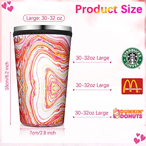 4 Pieces Marble Coffee Cup Sleeves Slim Can Cooler Reusable Neoprene Insulated Cup Sleeves Cup Cover Holders Water Bottles Cup Sleeves Non-Slip Drink Sleeves for Camping 30-32 oz Cold Hot Beverages
