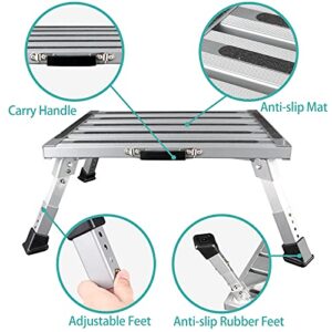 VOGREX 19" x 12.5" RV Steps, Adjustable Height Folding Platform Step Stool with Non-Slip Rubber Feet, Aluminum Step Accessories for RV Camper Traile, Supports Up to 1000 lbs