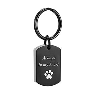 qqjjsudiw urn necklaces for ashes memorial stainless steel pet cremation keychain paw print keepsake urn dog/cat jewelry-a