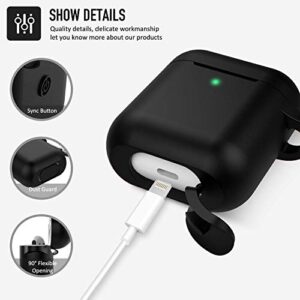 2Pack Coffea Protective Silicone Case with Keychain for Apple AirPods 2 (Black/Green)