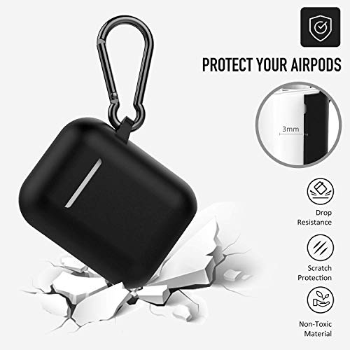 2Pack Coffea Protective Silicone Case with Keychain for Apple AirPods 2 (Black/Green)