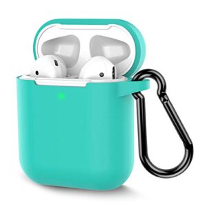 2Pack Coffea Protective Silicone Case with Keychain for Apple AirPods 2 (Black/Green)