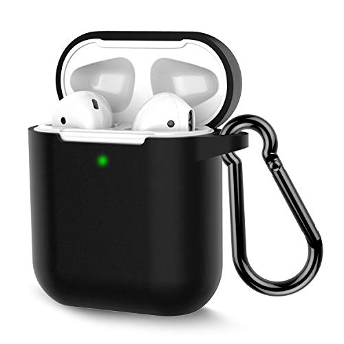 2Pack Coffea Protective Silicone Case with Keychain for Apple AirPods 2 (Black/Green)