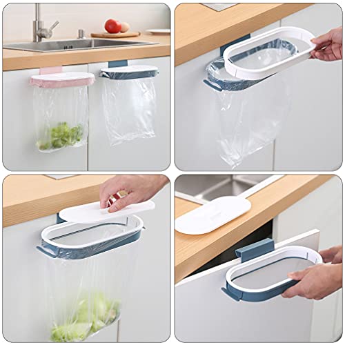 Cabilock Car Trash Bag 2pcs Dark Blue Trash Bag Holders Hanging Garbage Bag Holders Kitchen Trash Bin Racks Hanging Cabinet Door Small Trash Can with Lid for Kitchen Bedroom Dining Room Car Mount