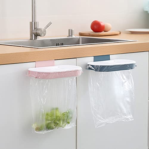 Cabilock Car Trash Bag 2pcs Dark Blue Trash Bag Holders Hanging Garbage Bag Holders Kitchen Trash Bin Racks Hanging Cabinet Door Small Trash Can with Lid for Kitchen Bedroom Dining Room Car Mount