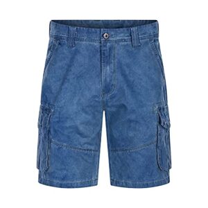 men's casual denim short plus size casual loose fit short cargo jean pants hip hop work short jeans with pockets (blue,38)