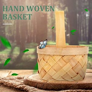 DOITOOL 4pcs Hand Woven Baskets Handmade Wood Baskets with Handles Mini Braided Basket Wood Chip Basket Hanging Baskets for Gifts Home Living Room Decor 9X6. 5CM