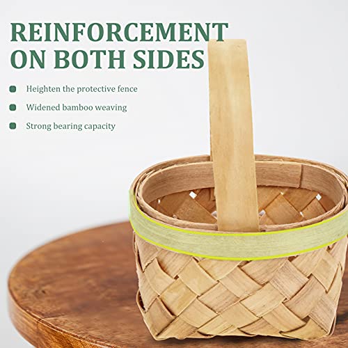 DOITOOL 4pcs Hand Woven Baskets Handmade Wood Baskets with Handles Mini Braided Basket Wood Chip Basket Hanging Baskets for Gifts Home Living Room Decor 9X6. 5CM