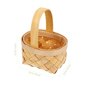 DOITOOL 4pcs Hand Woven Baskets Handmade Wood Baskets with Handles Mini Braided Basket Wood Chip Basket Hanging Baskets for Gifts Home Living Room Decor 9X6. 5CM