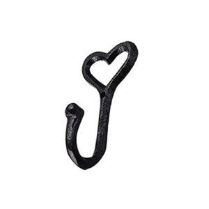mogen886 retro black wall hook,heart shape wrought iron decorative duty iron hooks for hanging keys towels coat in bathroom kitchen supplies decorative black