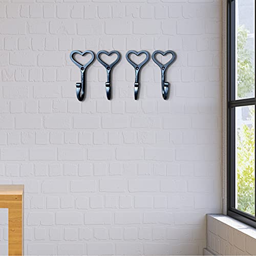mogen886 Retro Black Wall Hook,Heart Shape Wrought Iron Decorative Duty Iron Hooks for Hanging Keys Towels Coat in Bathroom Kitchen Supplies Decorative Black