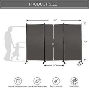 Partition Room Dividers 3 Panel Folding Privacy Screens 6 Ft Portable Office Walls Dividers for Room Separator 102"x20"x71", Grey