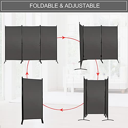 Partition Room Dividers 3 Panel Folding Privacy Screens 6 Ft Portable Office Walls Dividers for Room Separator 102"x20"x71", Grey