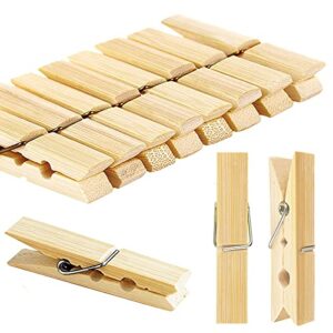 loliyas clothes pins, bamboo wooden clothespins wood clips, small close pins clothing pins clothes pegs for photos crafts pictures baby hanging clothes clothesline laundry clip, 40 pack 2.4 inch