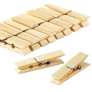 loliyas clothes pins, bamboo wooden clothespins wood clips, 40 pack 2.4 inch small close pins clothing pins clothes pegs for photos crafts pictures baby hanging clothes clothesline laundry clip