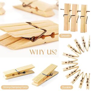 Loliyas Clothes Pins, Bamboo Wooden Clothespins Wood Clips, 40 Pack 2.4 Inch Small Close Pins Clothing Pins Clothes Pegs for Photos Crafts Pictures Baby Hanging Clothes Clothesline Laundry Clip