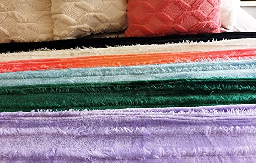 Cazlon Eyelash Textured Boho Style Decorative Throw Blanket,100% Oeko-Tex Certified Flannel Blanket, Lightweight Cozy Throw for Bed Sofa Couch (50"x60", Coral Orange)