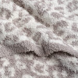 Soft Plush Leopard Blanket Cozy Cheetah Blanket 71"x51" Lightweight Soft Plush Reversible Leopard Throw Blanket for Chair Sofa Couch Bed Camping Travel, Stone/Cream