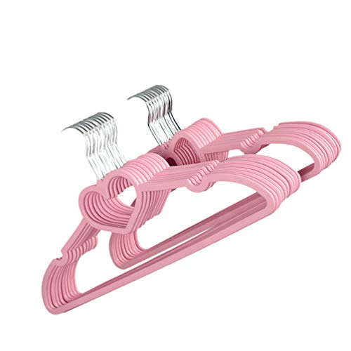 VOSAREA ABS Hangers, Non- Slip Clothes Hanger 20 Pack with Pink Color and Heart Pattern, Suitable for Coat, Shirt, Dress, Trousers, Tie