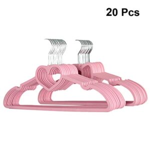 VOSAREA ABS Hangers, Non- Slip Clothes Hanger 20 Pack with Pink Color and Heart Pattern, Suitable for Coat, Shirt, Dress, Trousers, Tie