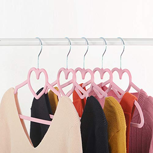 VOSAREA ABS Hangers, Non- Slip Clothes Hanger 20 Pack with Pink Color and Heart Pattern, Suitable for Coat, Shirt, Dress, Trousers, Tie